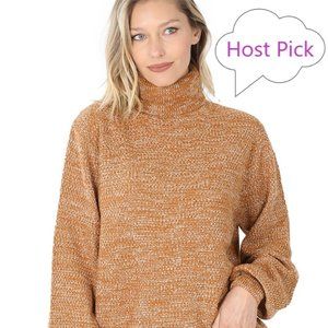 Turtleneck Sweater with Balloon Sleeves